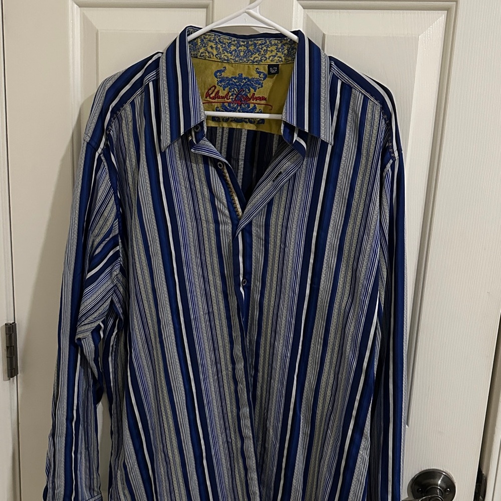 Men's Robert Graham Blue Striped Shirt